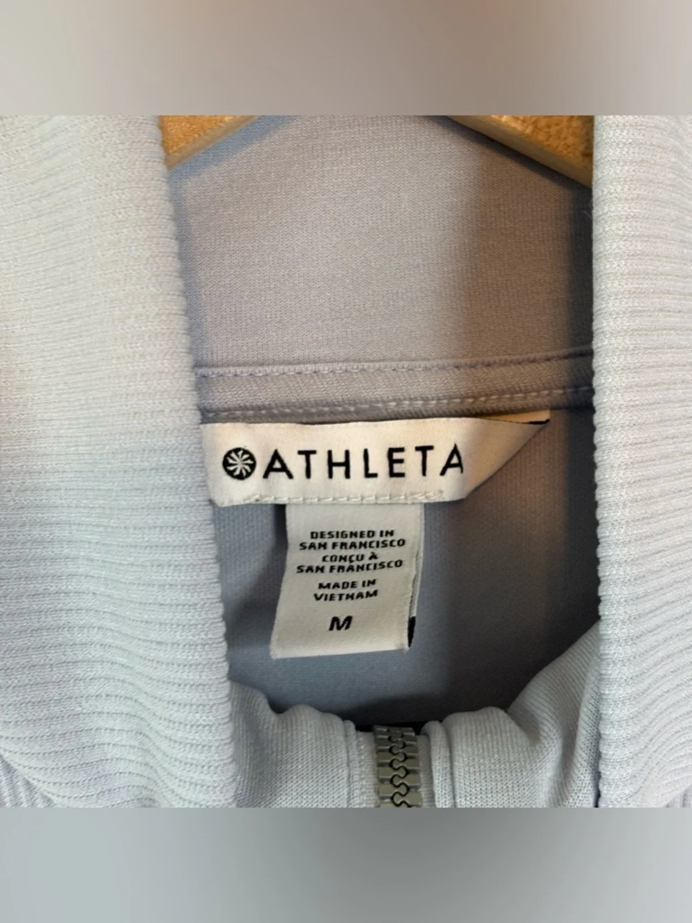 Athleta Medium Seasoft Rib Quarter Zip Popover Sweater Light Blue Cinch Waist - Picture 6 of 6